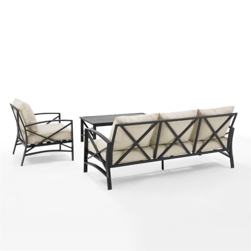 Afuera Living Transitional 3 Piece Outdoor Sofa Set in Oatmeal