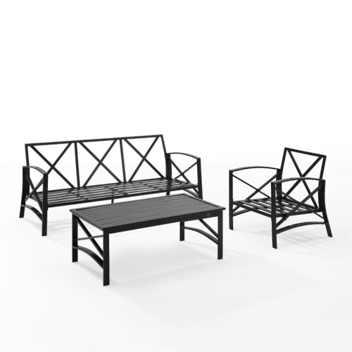 Afuera Living Transitional 3 Piece Outdoor Sofa Set in Oatmeal