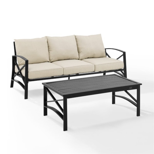 Afuera Living Transitional 2 Piece Outdoor Sofa Set in Oatmeal