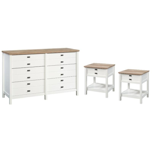 HOME SQUARE 3 Piece Bedroom Set With Dresser And 2 Nightstands In Soft White