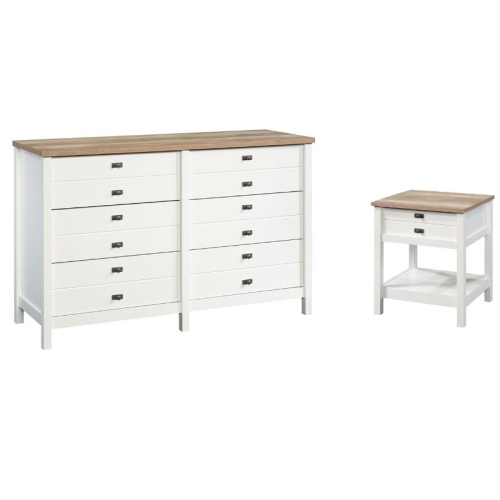 HOME SQUARE  2 Piece Bedroom Set With Dresser And Nightstand In Soft In White