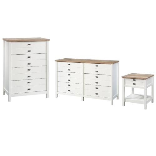 HOME SQUARE  3 Piece Bedroom Set With Dresser Chest And Nightstand In Soft In White