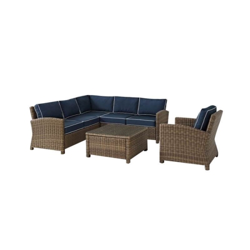 Home Square 5 Piece Resin Wicker Patio Sofa Set in Navy