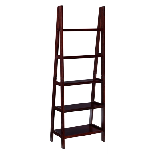 Riverbay Furniture Wood Ladder Bookshelf in Espresso