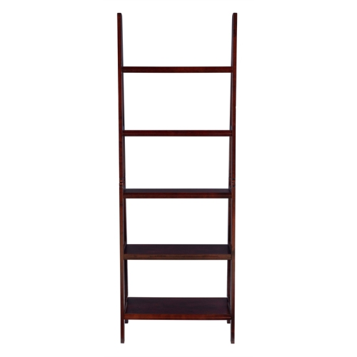 Riverbay Furniture Wood Ladder Bookshelf in Espresso