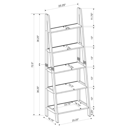 Riverbay Furniture Wood Ladder Bookshelf in Espresso
