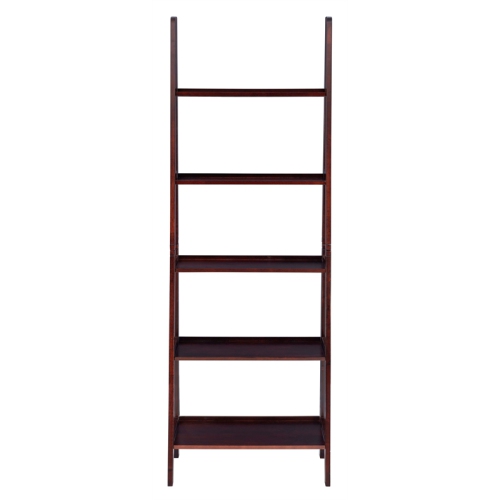 Riverbay Furniture Wood Ladder Bookshelf in Espresso