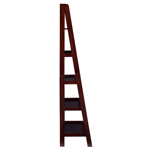 Riverbay Furniture Wood Ladder Bookshelf in Espresso