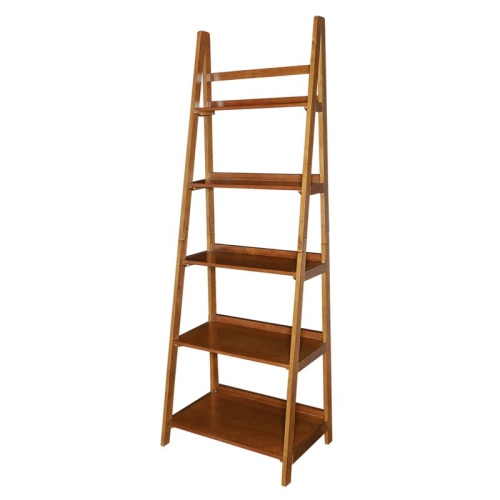 RIVERBAY FURNITURE  5 Shelf Ladder Bookcase In Warm In Brown