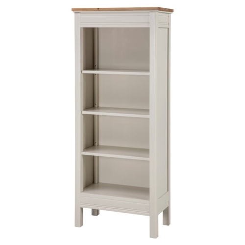 ALATERRE FURNITURE  Savannah Tall Bookcase Ivory With Natural Wood Top