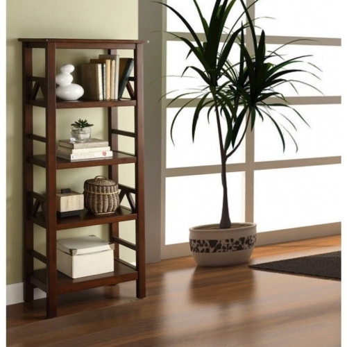 Riverbay Furniture 4 Shelf Bookcase in Antique Tobacco