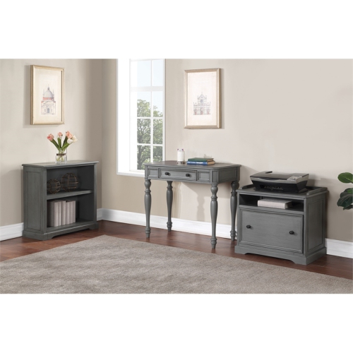 Country Meadows 2-Shelf Engineered Wood Bookcase in Plantation Gray