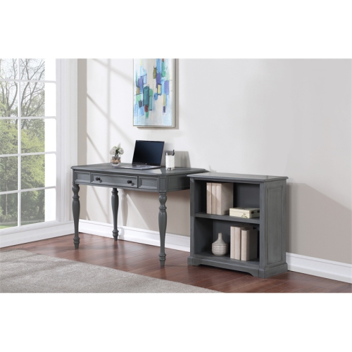 Country Meadows 2-Shelf Engineered Wood Bookcase in Plantation Gray