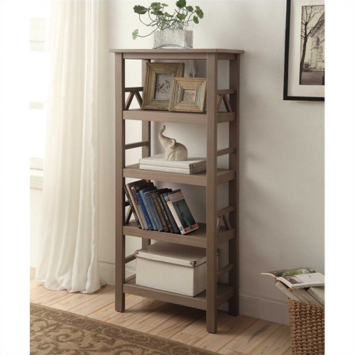 RIVERBAY FURNITURE  4 Shelf Bookcase In Rustic Gray