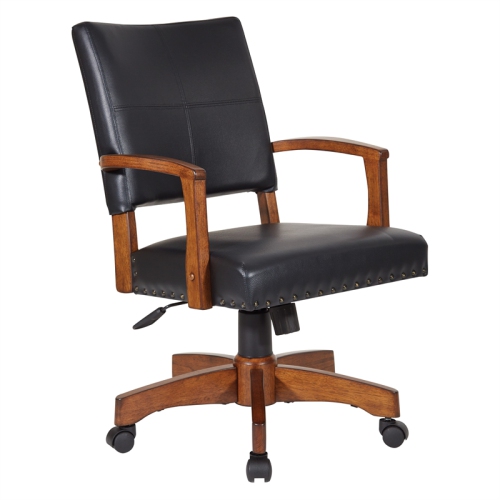 OSP HOME FURNISHINGS  Deluxe Wood Bankers Chair In Faux Leather In Black