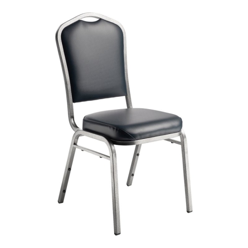 NATIONAL PUBLIC  Nps 9300 Series 37" Metal And Vinyl Stack Chair In Midnight Blue/silvervein