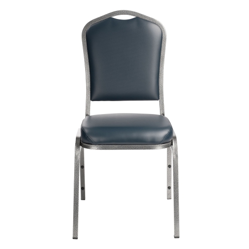 NPS 9300 Series 37" Metal and Vinyl Stack Chair in Midnight Blue/Silvervein