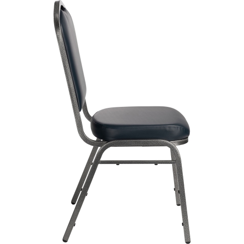 NPS 9300 Series 37" Metal and Vinyl Stack Chair in Midnight Blue/Silvervein