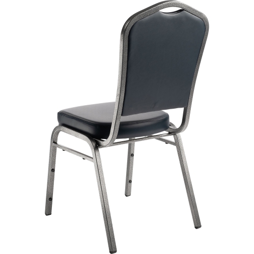 NPS 9300 Series 37" Metal and Vinyl Stack Chair in Midnight Blue/Silvervein