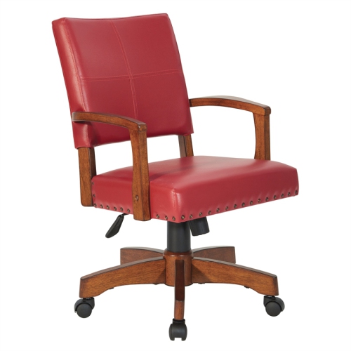 OSP HOME FURNISHINGS  Deluxe Wood Bankers Chair In Faux Leather In Red