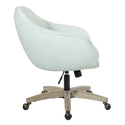 Nora Office Chair in Mint Blue Fabric with Gray Brush Wood Base KD