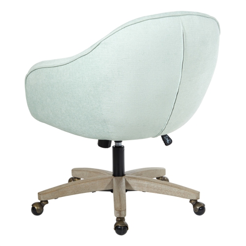 Nora Office Chair in Mint Blue Fabric with Gray Brush Wood Base KD