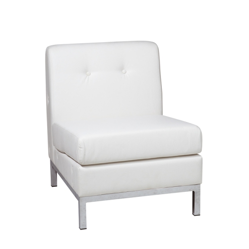Wall Street Armless Chair White Faux Leather