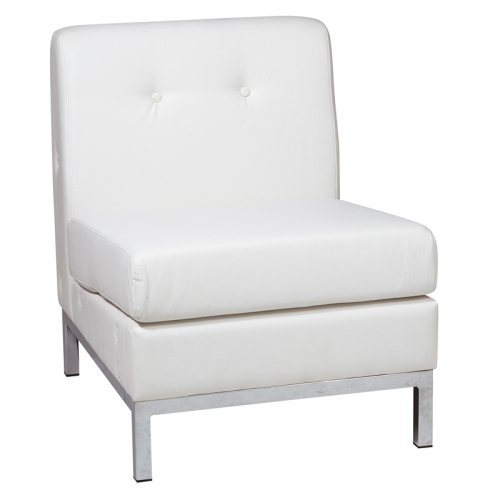 Wall Street Armless Chair White Faux Leather