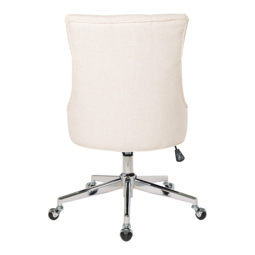 Amelia Office Chair in Linen Natural Fabric with Chrome Base