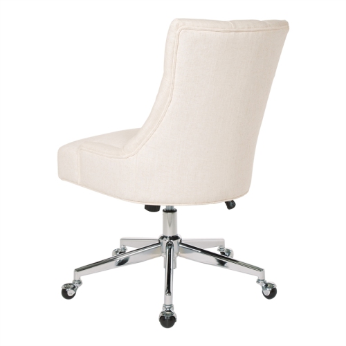 Amelia Office Chair in Linen Natural Fabric with Chrome Base
