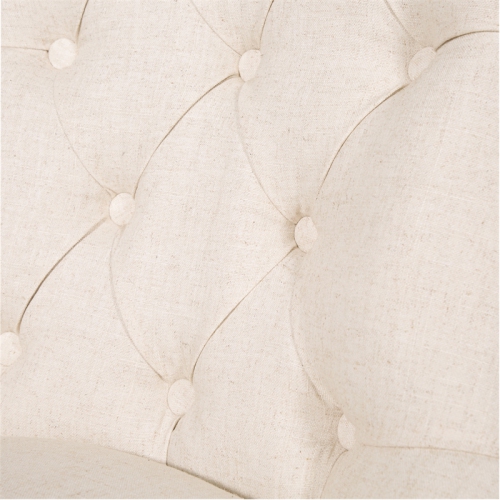 Amelia Office Chair in Linen Natural Fabric with Chrome Base