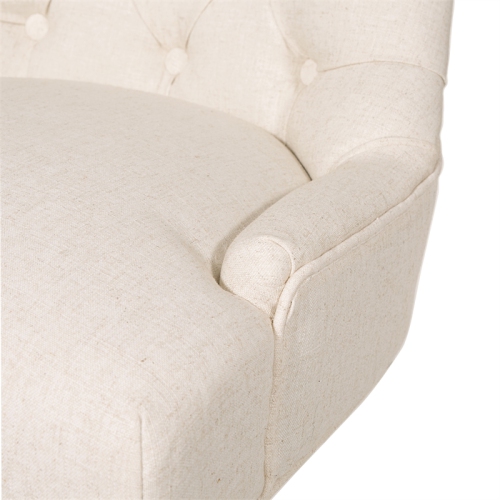 Amelia Office Chair in Linen Natural Fabric with Chrome Base