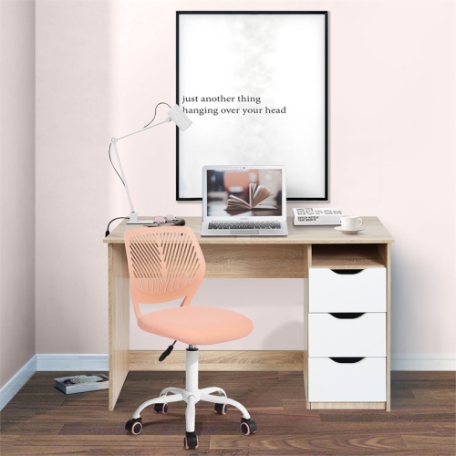 FurnitureR Modern Mesh and Polypropylene Task Chair in Rose Pink