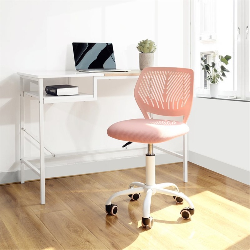 FurnitureR Modern Mesh and Polypropylene Task Chair in Rose Pink