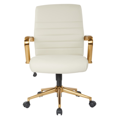 Mid-Back Cream Faux Leather Chair with Gold Finish Arms and Base K/D