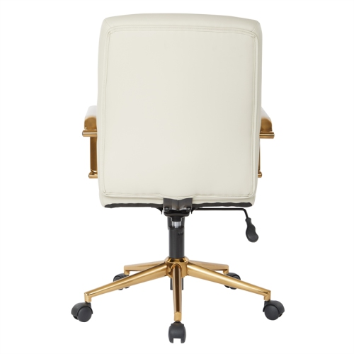 Mid-Back Cream Faux Leather Chair with Gold Finish Arms and Base K/D