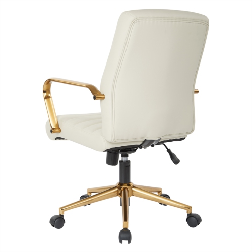 Mid-Back Cream Faux Leather Chair with Gold Finish Arms and Base K/D