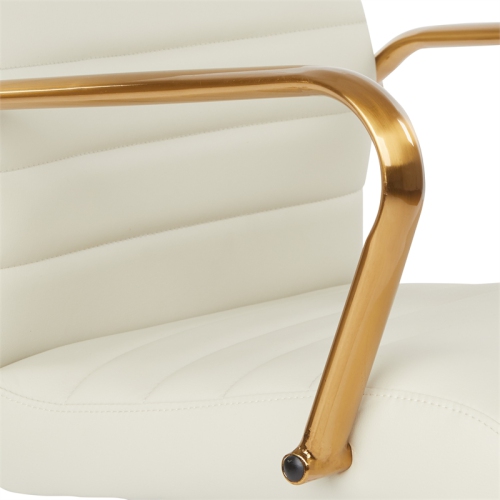 Mid-Back Cream Faux Leather Chair with Gold Finish Arms and Base K/D