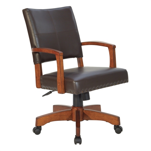 OSP HOME FURNISHINGS  Deluxe Wood Bankers Chair In Espresso Faux Leather We have received great comments on our friends who have seen them at our kitchen table