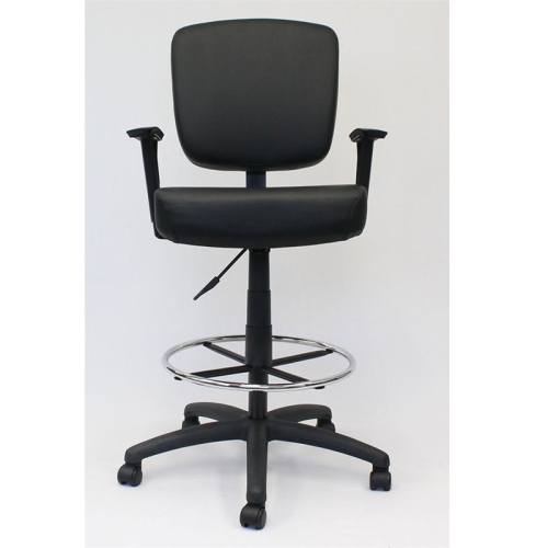 Scranton & Co Modern Faux Leather Swivel Drafting Stool in Black