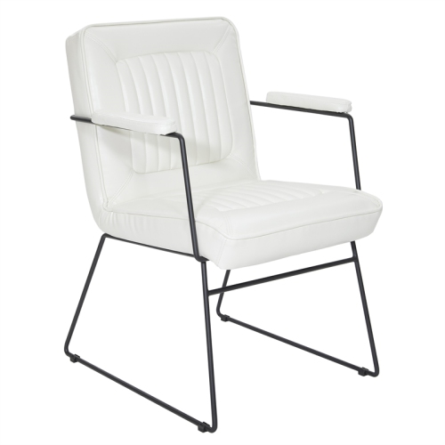 OSP HOME FURNISHINGS Gt Chair In White Faux Leather With Black Sled Base