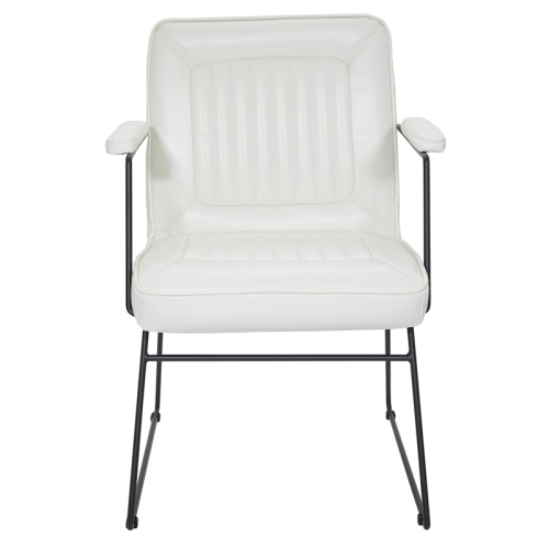 GT Chair in White Faux Leather with Black Sled Base