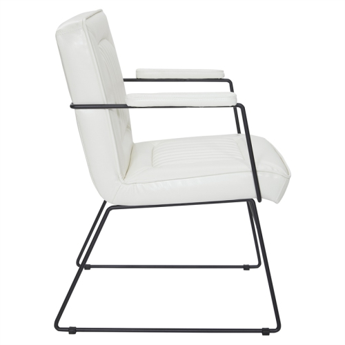 GT Chair in White Faux Leather with Black Sled Base
