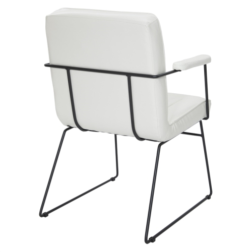 GT Chair in White Faux Leather with Black Sled Base