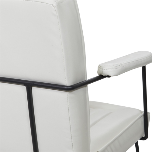 GT Chair in White Faux Leather with Black Sled Base