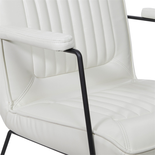 GT Chair in White Faux Leather with Black Sled Base
