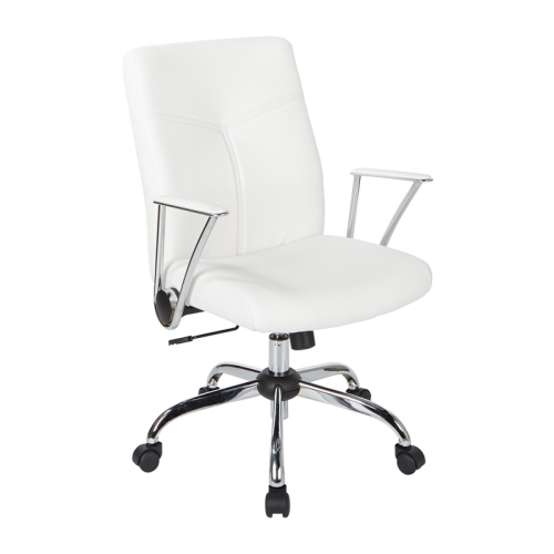 Faux Leather Chair in White with Chrome Base