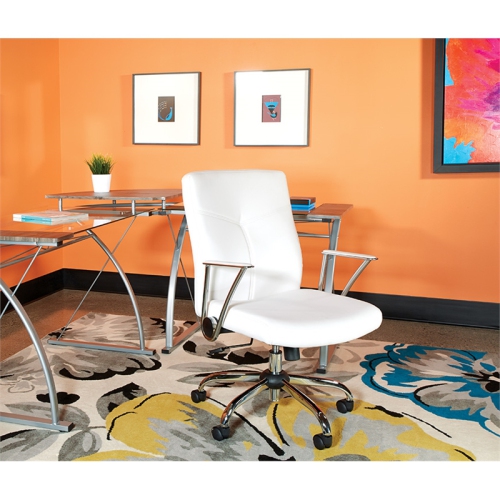 Faux Leather Chair in White with Chrome Base