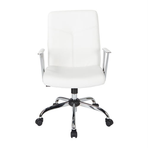 Faux Leather Chair in White with Chrome Base