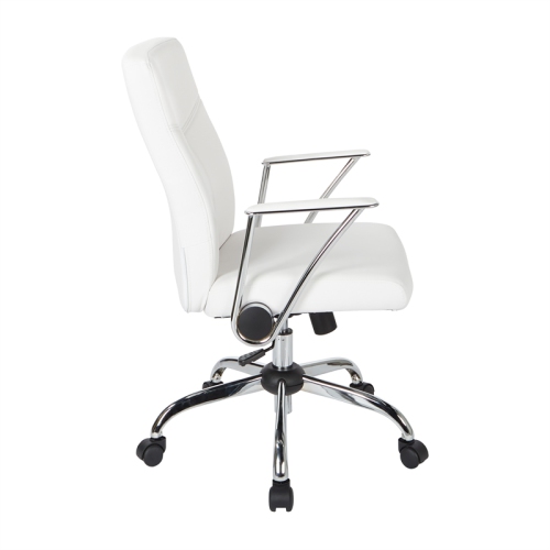 Faux Leather Chair in White with Chrome Base